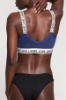 Kadın İndigo Yazılı Lastikli Fitness Sporcu Büstiyer resmi
