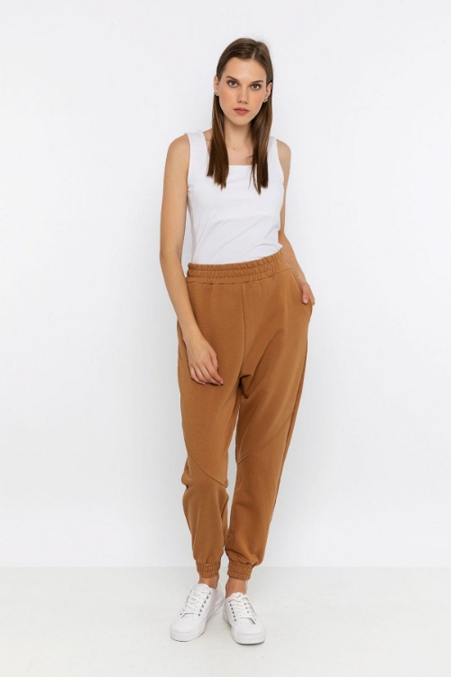 Picture of Woman Brown Elastic Esofman Alti sweatpants