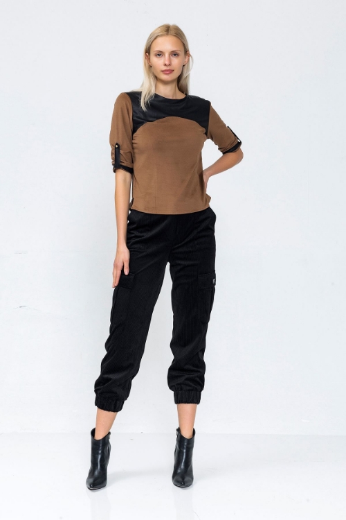 Picture of Woman Brown Suede Blouse