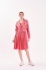 Picture of Woman Red Crop Jacket Dress Linen Suit