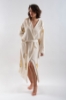 Picture of Woman Cream Hooded Beachwear %100 Cotton Çam Pattern Kimonos