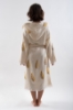 Picture of Woman Cream Hooded Beachwear %100 Cotton Çam Pattern Kimonos