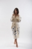 Kadın Krem Kapüşonlu Beachwear Midi %100 Pamuklu Göz Desen Kimono resmi