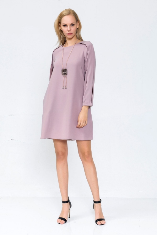 Picture of Woman Lilac Sleeve Detailed Daily Dress