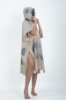 Picture of Woman Blue Hooded Beachwear %100 Cotton Patterned Müslin Panço
