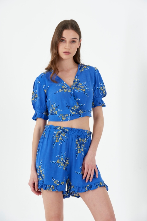 Picture of Woman Blue Mini Viscose Short