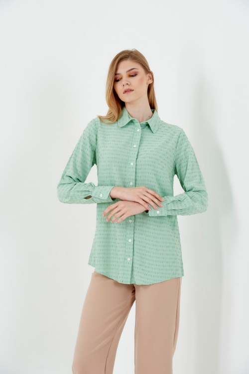 Picture of Woman Mint Long Maxi Sleeve casual Shirt