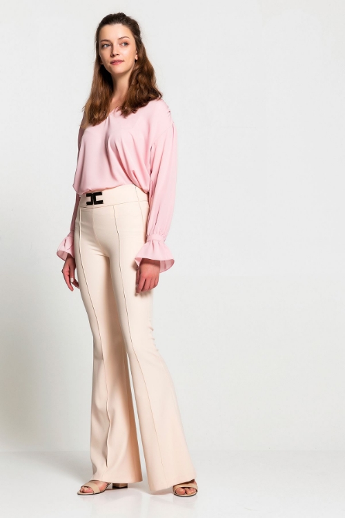 Picture of Woman Powder High Waist Flare Trotter Trousers