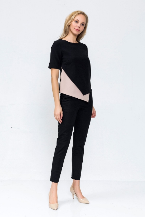 Kadın Siyah - Bej İki Renkli Bluz resmi