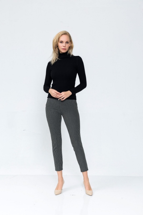 Picture of Woman Black Striped Classical Trousers