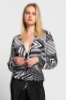 Picture of Woman Black Long Maxi Sleeved Patterned V Neck Blouse