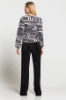 Picture of Woman Black Long Maxi Sleeved Patterned V Neck Blouse
