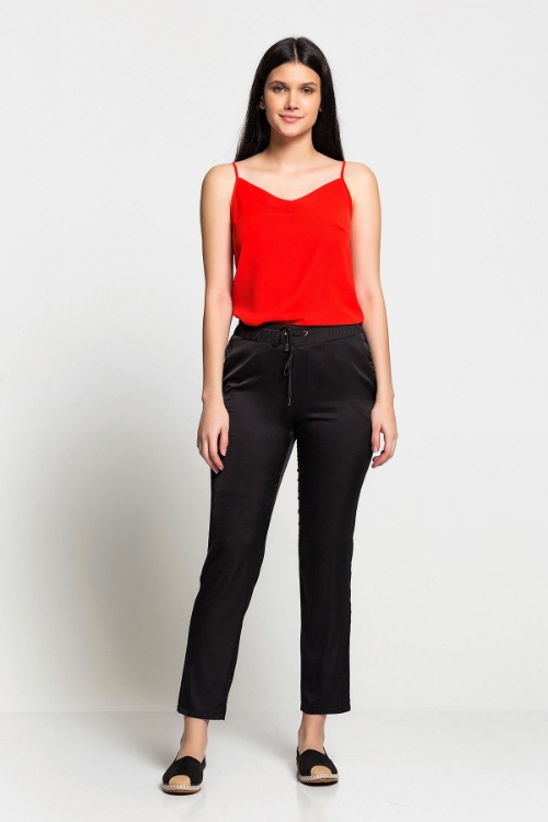 Picture of Woman Black High Waist Elastic Trousers