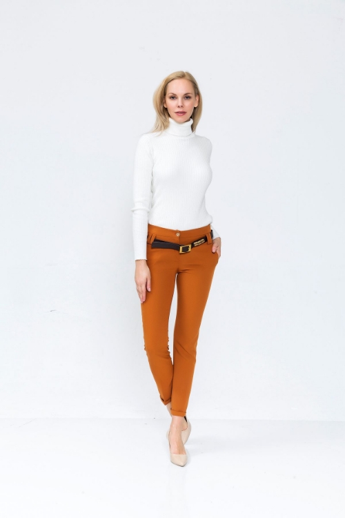 Picture of Woman Tan Kemerlı Trousers