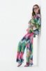 Kadın Yeşil Bol Kesim Desenli Viskon Pantolon resmi