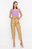 Picture of Woman Beige Belt Detayli Side with pockets Trousers