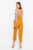 Picture of Woman Mustard Mustard Yellow Belt Detayli Side with pockets Trousers