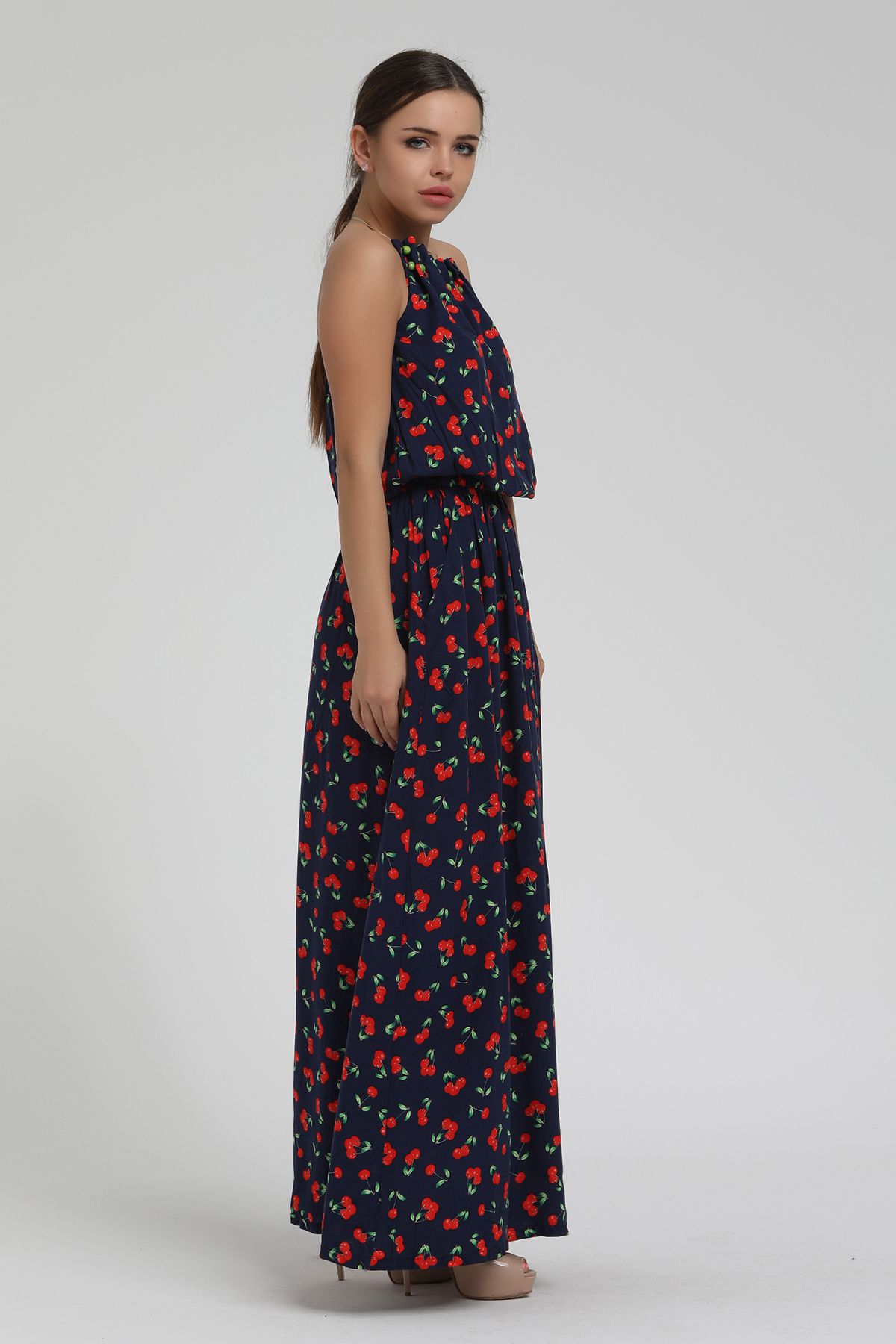 Picture of Cherry Patterned shoulders Light Long Maxi Dress