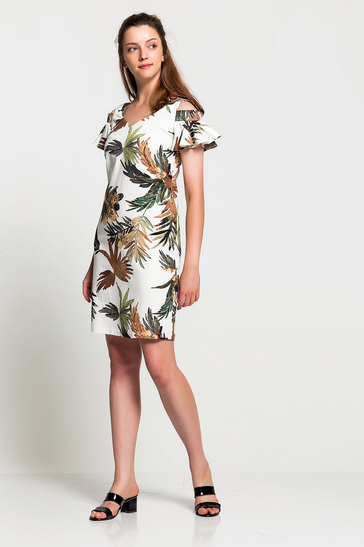 Picture of Sleeve Detailed Summery Dress