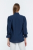 Picture of Woman Navy Navy Blue handle Elastic V Neck three quarter Trojan Sleeve Blouse