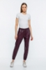 Picture of Woman Bordeux Maroon Elastic Sport Sport wear Side with pockets Leather Trousers