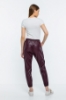 Picture of Woman Bordeux Maroon Elastic Sport Sport wear Side with pockets Leather Trousers