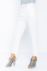 Kadın Beyaz Yüksek Bel Kemerli Normal Paça Pantolon resmi