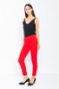 Kadın Kırmızı Yüksek Bel Fermuarlı Dar Paça Pantolon resmi