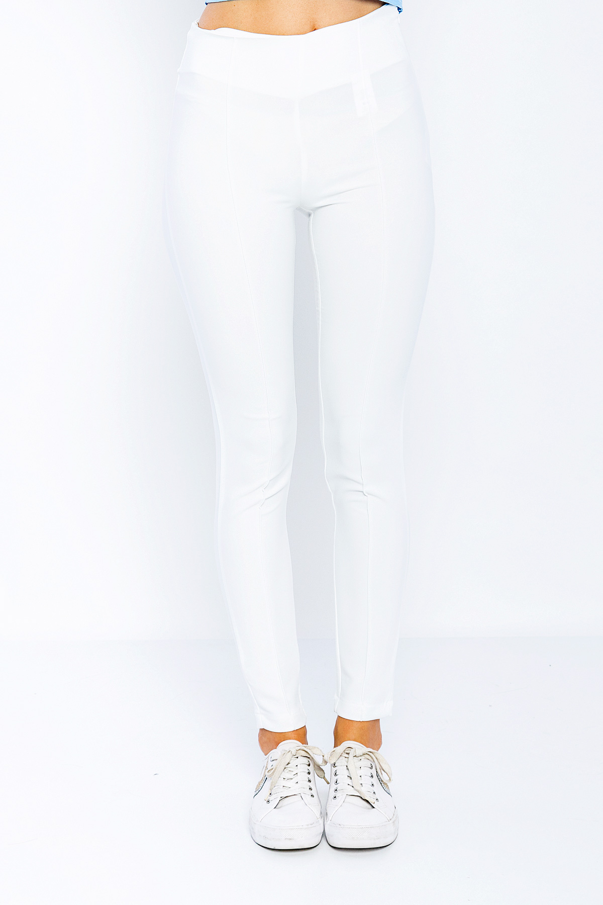 Picture of Woman White High Waist Zipped Skinny Trotter Trousers