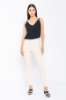 Picture of Woman Beige High Waist Zipped Skinny Trotter Trousers