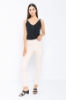 Picture of Woman Beige High Waist Zipped Skinny Trotter Trousers