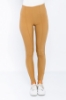 Kadın Camel Yüksek Bel Fermuarlı Dar Paça Pantolon resmi
