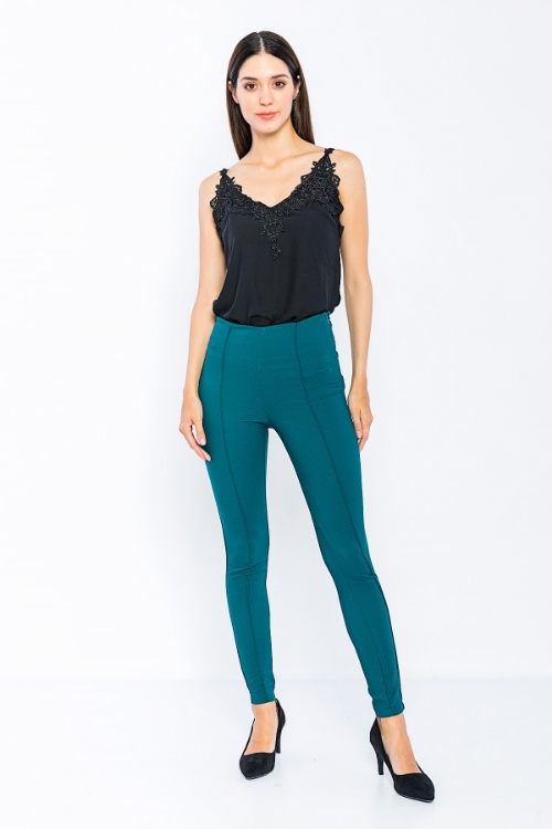 Picture of Woman Emerald Emerald Green High Waist Zipped Skinny Trotter Trousers