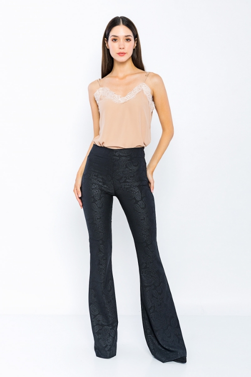 Picture of Woman Black High Waist Floklu Flare Trotter Trousers