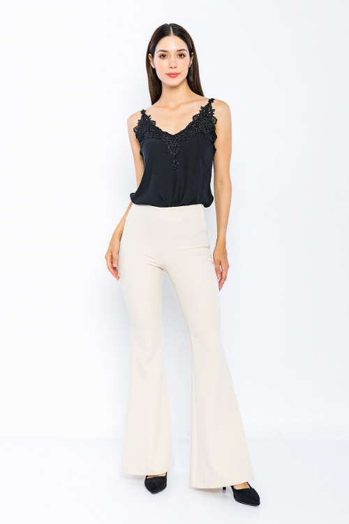 Picture of Woman Beige High Waist Floklu Flare Trotter Trousers