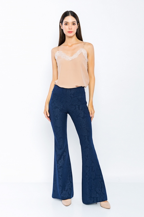 Picture of Woman Navy Navy Blue High Waist Floklu Flare Trotter Trousers