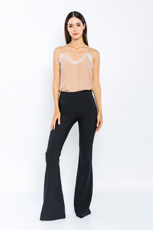 Picture of Woman Black High Waist Classical Flare Trotter Trousers