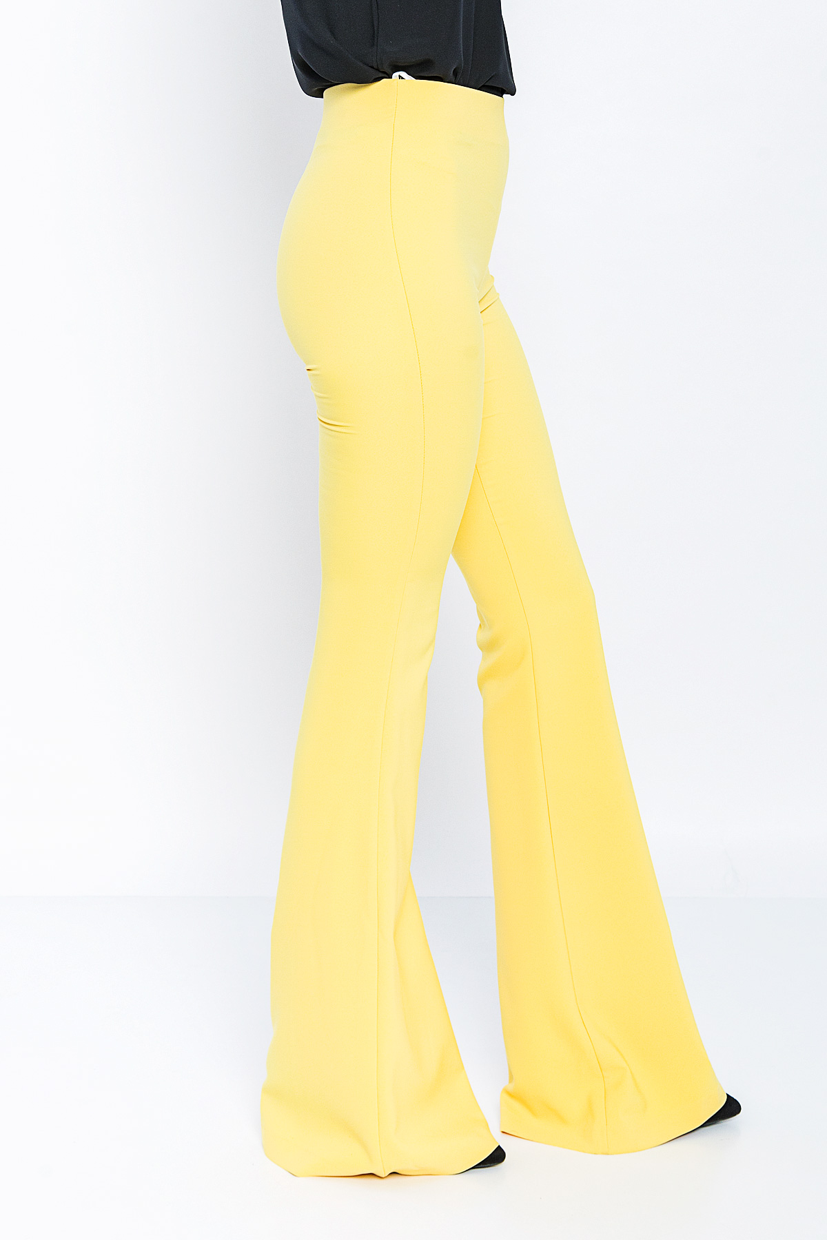 Picture of Woman Yellow High Waist Classical Flare Trotter Trousers