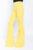 Kadın Sarı Yüksek Bel Klasik İspanyol Paça Pantolon resmi