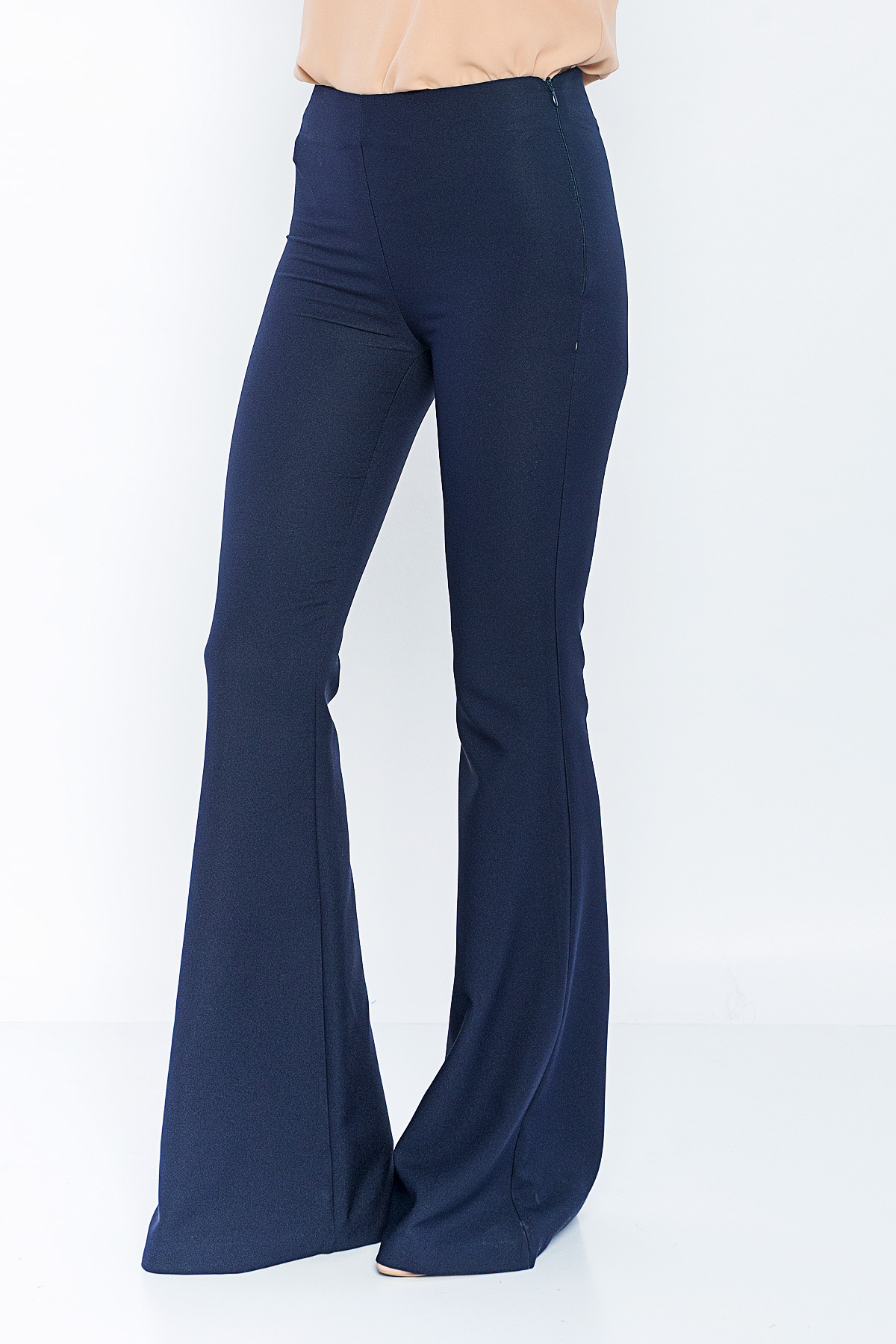 Picture of Woman Navy Navy Blue High Waist Classical Flare Trotter Trousers