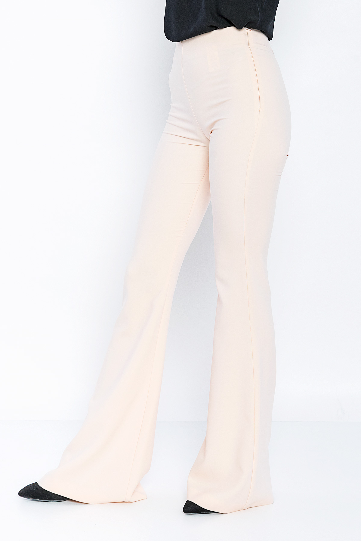 Picture of Woman Powder High Waist Classical Flare Trotter Trousers