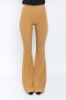 Kadın Camel Yüksek Bel Klasik İspanyol Paça Pantolon resmi