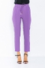Picture of Woman Purple Yüksel Waist Satin Material Trousers
