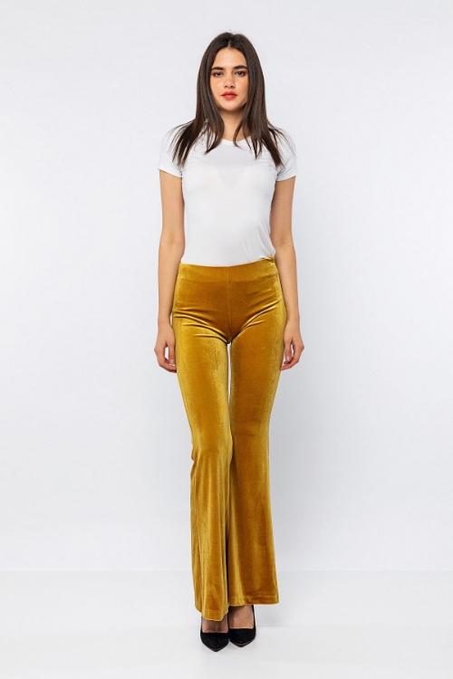 Picture of Woman Saffron Velvet Flare Trotter Trousers