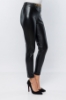 Picture of Woman Black Chain Detailed Leather Trousers