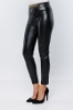 Picture of Woman Black Chain Detailed Leather Trousers