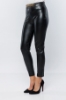 Picture of Woman Black Chain Detailed Leather Trousers
