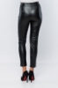 Picture of Woman Black Chain Detailed Leather Trousers