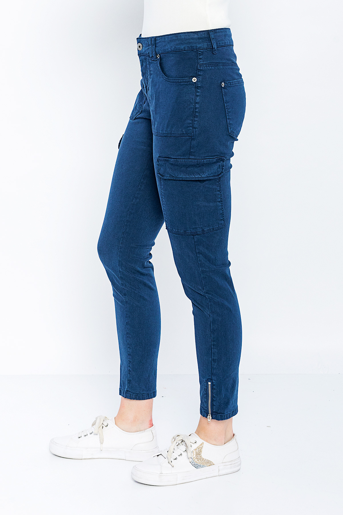 Picture of Woman Indigo Blue indigo Cargo Pocket casual Trousers