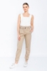 Picture of Woman Beige side with pockets Belted casual Trousers